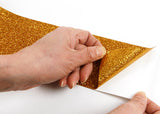 ROSEROSA Peel and Stick Glitter Sand Crafting Tape Instant Self-Adhesive Border Sticker - Gold