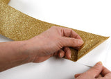 ROSEROSA Peel and Stick Glitter Sand Crafting Tape Instant Self-Adhesive Border Sticker - Light Gold