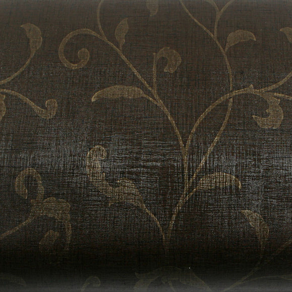 ROSEROSA Peel & Stick PVC Instant Papyrus / Damask Decorative Self-Adhesive Film Countertop Backsplash Papyrus Dark Brown Gold GP9110-1 : 1.96 Feet X 8.20 Feet