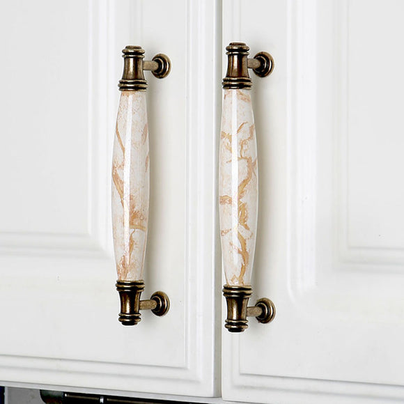 Set of 4pcs Ceramic Door Handles Pulls for Cupboard Cabinet Drawer JP1118-Brown : 4 Handles