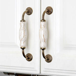 Set of 4pcs Ceramic Door Handles Pulls for Cupboard Cabinet Drawer JP1204-Gold Beige : 4 Handles