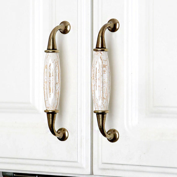 Set of 4pcs Ceramic Door Handles Pulls for Cupboard Cabinet Drawer JP1205-Brown : 4 Handles