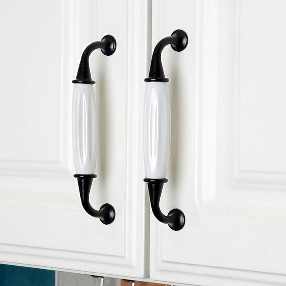 Set of 4pcs Ceramic Door Handles Pulls for Cupboard Cabinet Drawer JP8104-White : 4 Handles
