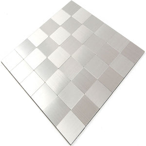 ROSEROSA Peel and Stick Metal Tile Backsplash for Kitchen, Wall Tiles Brushed Aluminum Surface : Pack of 5 (Metal-301)