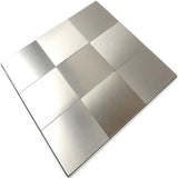 ROSEROSA Peel and Stick Metal Tile Backsplash for Kitchen, Wall Tiles Brushed Aluminum Surface : Pack of 5 (Metal-302)