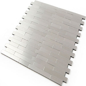 ROSEROSA Peel and Stick Metal Tile Backsplash for Kitchen, Wall Tiles Brushed Aluminum Surface : Pack of 5 (Metal-306)