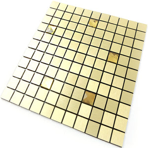 ROSEROSA Peel and Stick Metal Tile Backsplash for Kitchen, Wall Tiles Brushed Aluminum Surface : Pack of 5 (Metal-402)