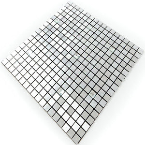ROSEROSA Peel and Stick Metal Tile Backsplash for Kitchen, Wall Tiles Brushed Aluminum Surface : Pack of 5 (Metal-406)