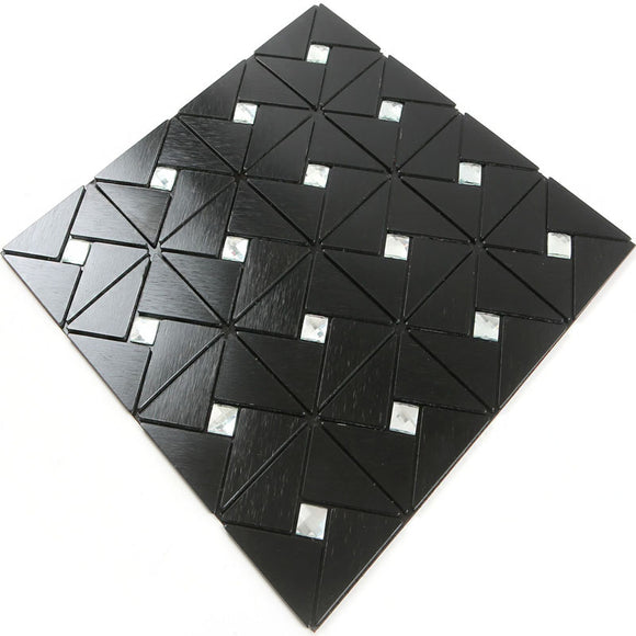 ROSEROSA Peel and Stick Metal Tile Backsplash for Kitchen, Wall Tiles Brushed Aluminum Surface : Pack of 5 (Metal-408)