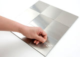 ROSEROSA Peel and Stick Metal Tile Backsplash for Kitchen, Wall Tiles Brushed Aluminum Surface : Pack of 5 (Metal-302)