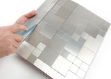 ROSEROSA Peel and Stick Metal Tile Backsplash for Kitchen, Wall Tiles Brushed Aluminum Surface : Pack of 5 (Metal-304)