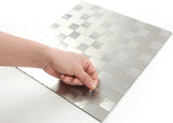 ROSEROSA Peel and Stick Metal Tile Backsplash for Kitchen, Wall Tiles Brushed Aluminum Surface : Pack of 5 (Metal-305)