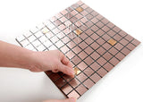 ROSEROSA Peel and Stick Metal Tile Backsplash for Kitchen, Wall Tiles Brushed Aluminum Surface : Pack of 5 (Metal-401)