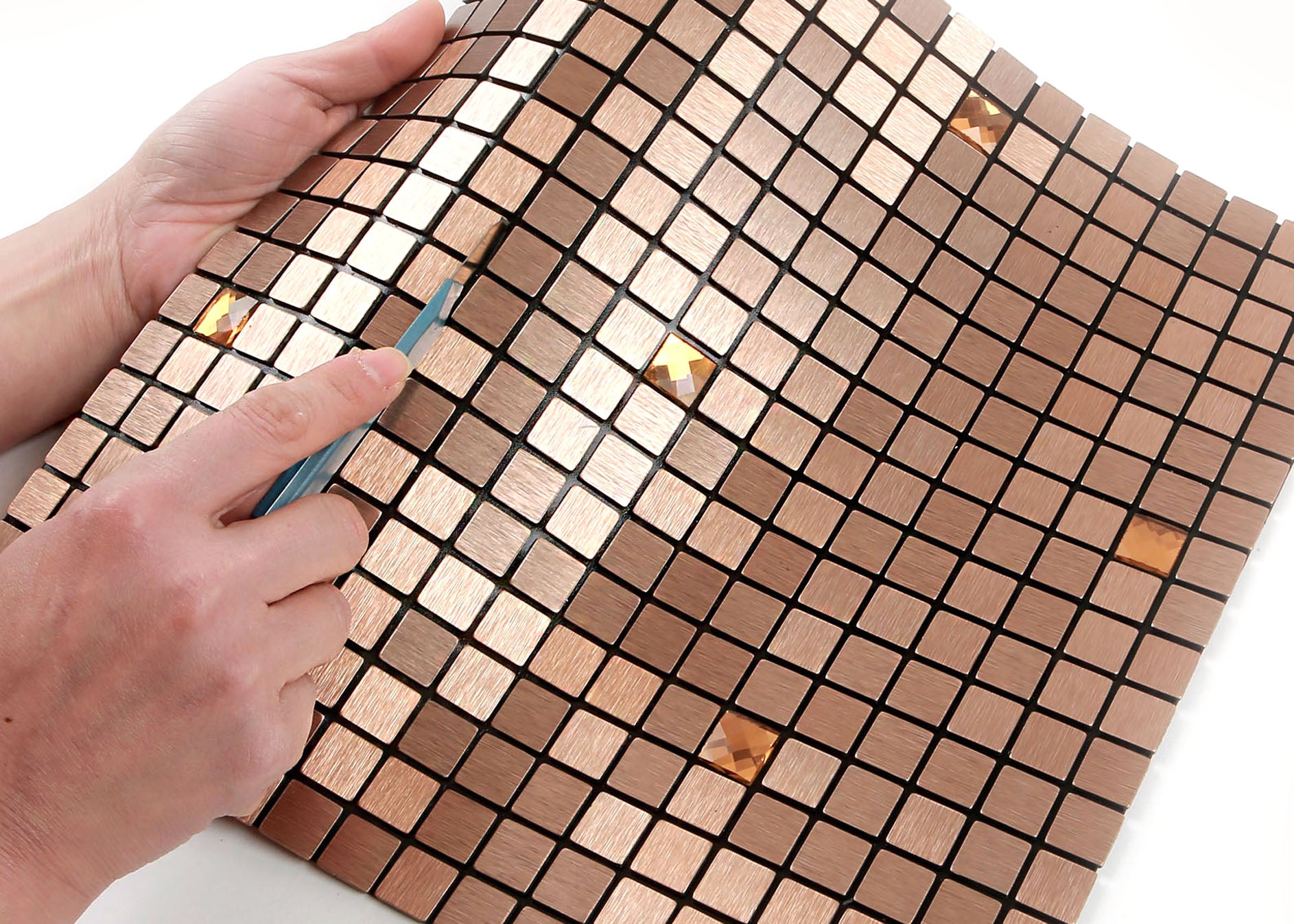 ROSEROSA Peel and Stick Tile Metal Backsplash for Kitchen, Wall Tiles Aluminum Surface : Pack of 5 (Metal-404)