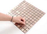 ROSEROSA Peel and Stick Metal Tile Backsplash for Kitchen, Wall Tiles Brushed Aluminum Surface : Pack of 5 (Metal-501)