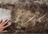 ROSEROSA Peel and Stick PVC Marble Self-adhesive Wallpaper Covering Counter Top Emperador PGS4020