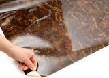 ROSEROSA Peel and Stick Flame Retardation PVC Marble Self-adhesive Wallpaper Covering Emperador Marble PGF4704-1